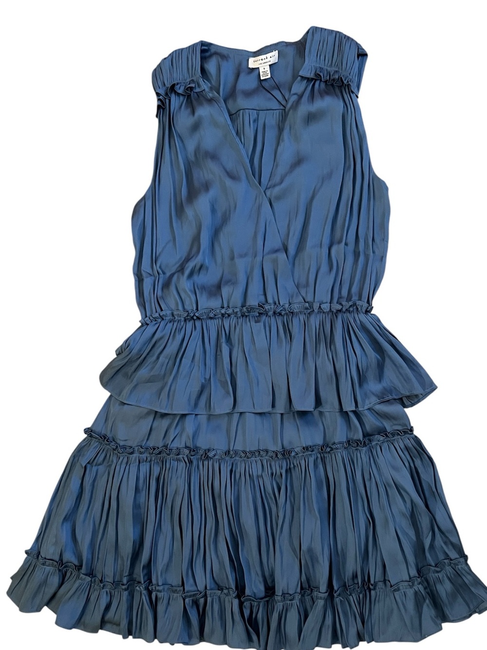Current Air Sleeveless Split Ruffle Neck Pleated Tiered Mini Dress Size S